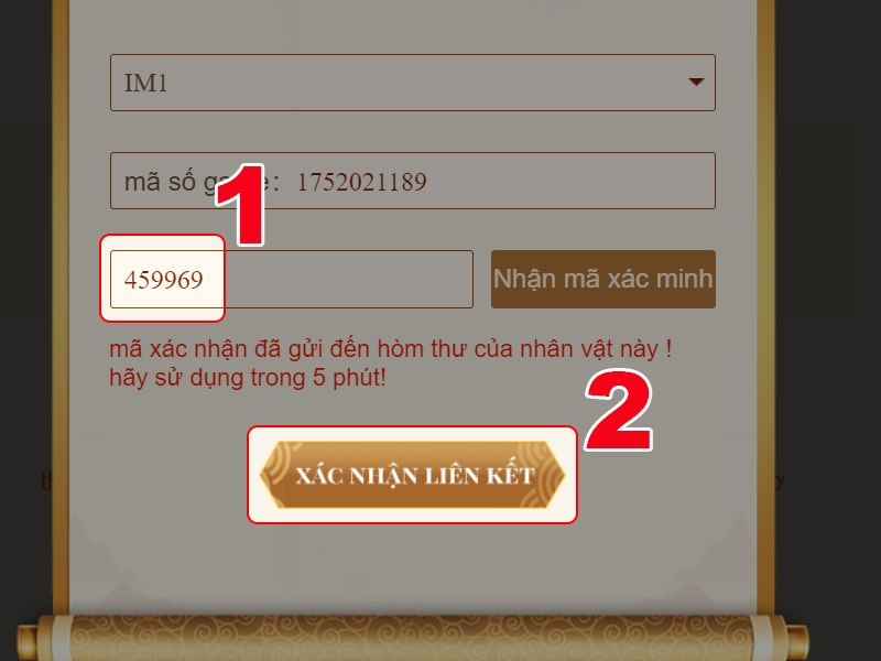 Quay lại trang nhập code và nhập mã xác minh, sau đó nhấn Xác nhận liên kết