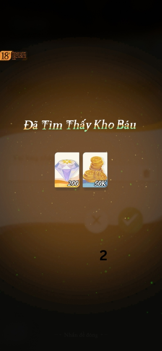 Màn hình sẽ hiện thông báo nhận thưởng