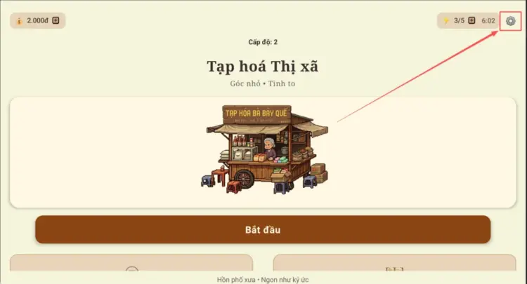 Chọn vào biểu tượng bánh răng (Cài Đặt) ở góc trên cùng