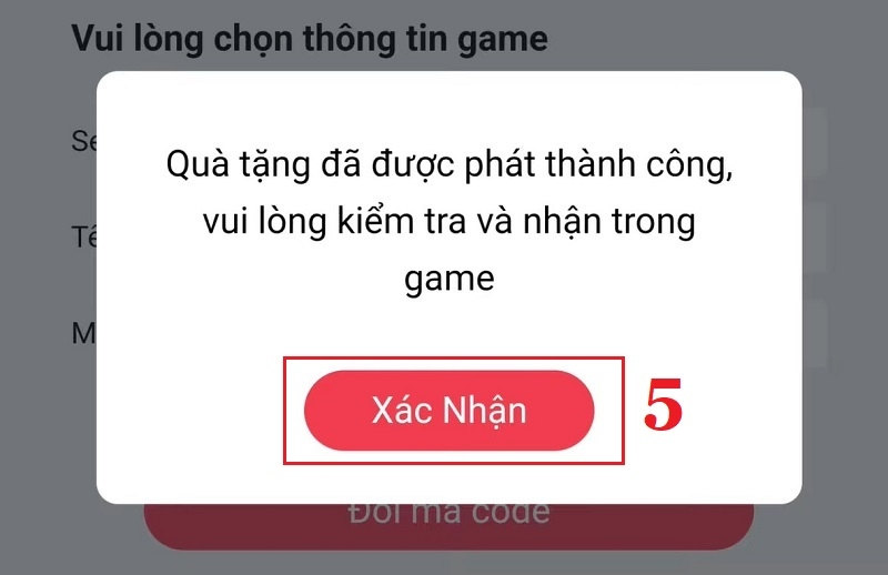 Bấm Xác Nhận và vào hòm thư để nhận phần thưởng
