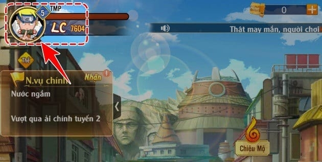Chọn vào biểu tượng Avatar nhân vật ở góc trái trên cùng màn hình