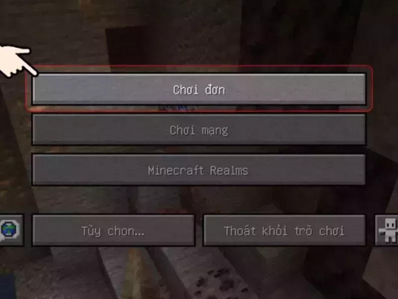 Mở Minecraft chọn Singleplayer (Chơi đơn) và nhấn “Create New World” để bắt đầu tạo thế giới mới