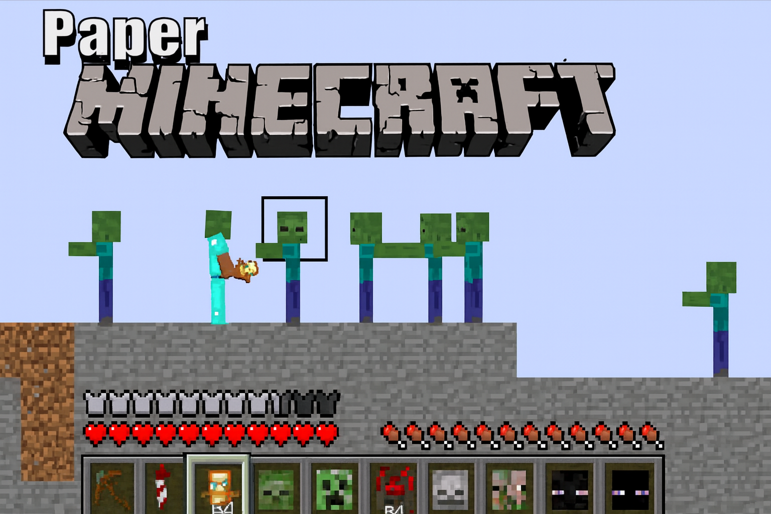 Paper Minecraft có bàn chế tạo, cho phép tạo ra nhiều loại vật phẩm phức tạp hơn bàn làm việc cơ bản