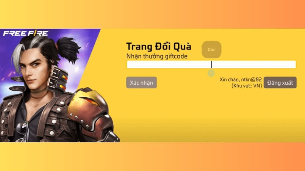 Nhập mã Giftcode Free Fire MAX vào ô trống và bấm Xác nhận