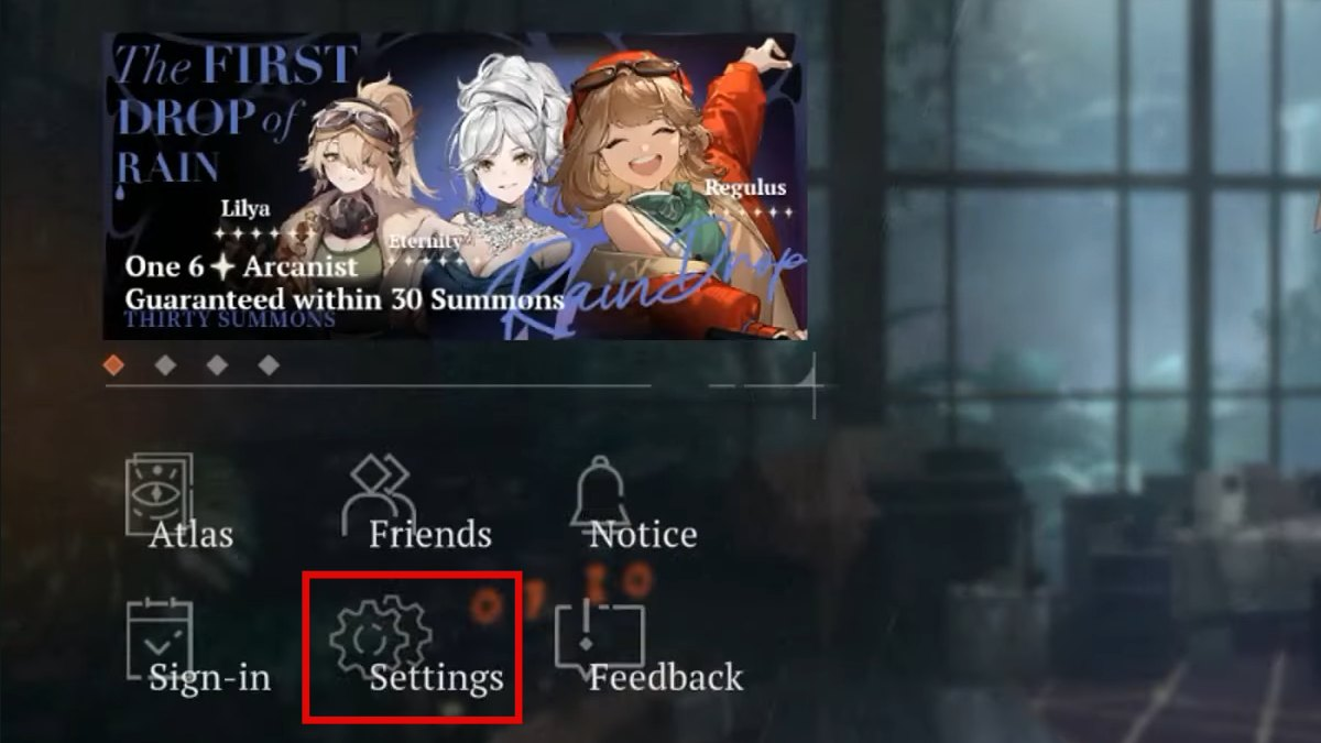 Truy cập mục Settings