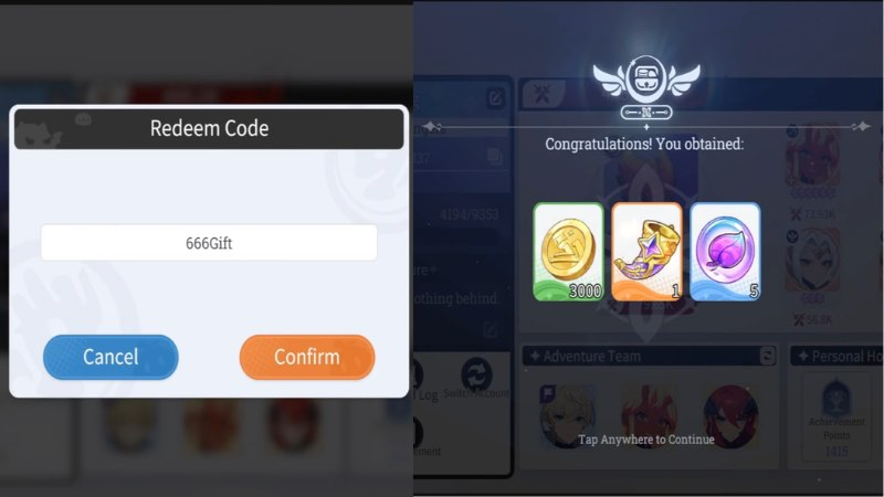 Nhập mã Giftcode Dragon Traveler vào ô trống và bấm Confirm