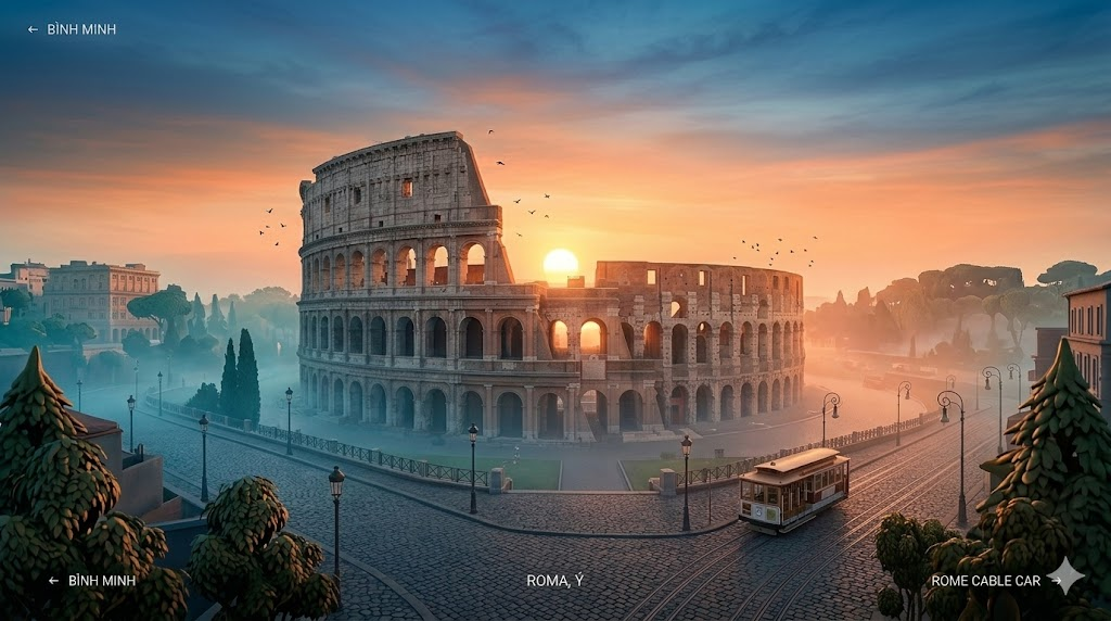 Bình minh trên Đấu trường La Mã, Rome, Ý