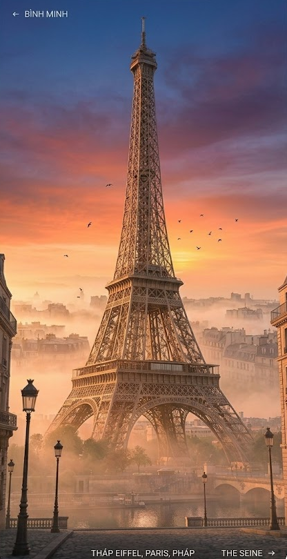 Bình minh trên Tháp Eiffel, Pháp