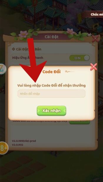 Nhập mã Giftcode Thế Giới Hoa Viên Của Tôi và bấm Xác nhận