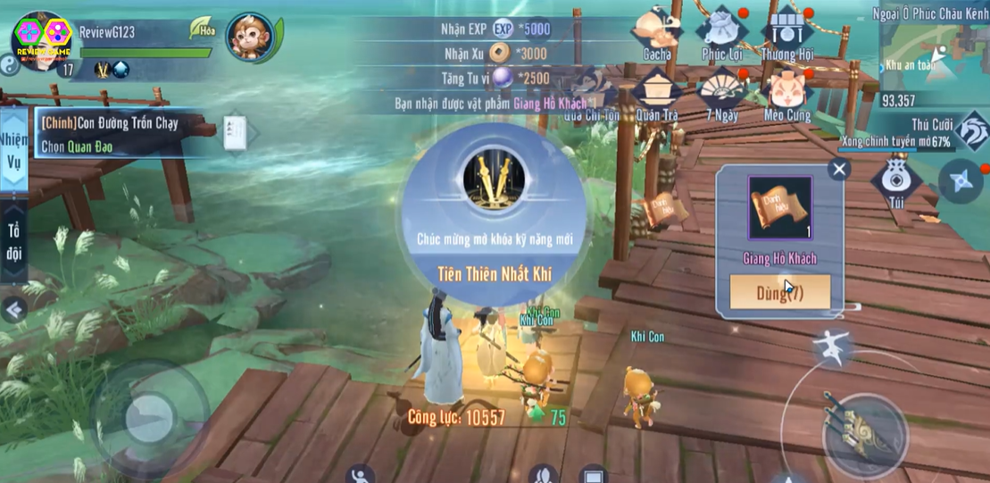 Quá trình làm nhiệm vụ chính tuyến và nhận danh hiệu khởi đầu Giang Hồ Khách trong game Tiếu Ngạo Gamota