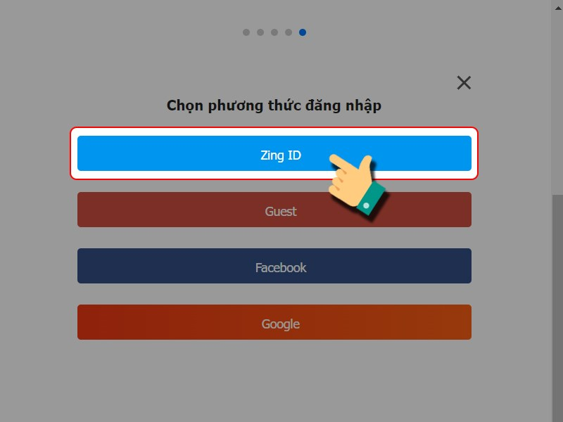Chọn phương thức đăng nhập
