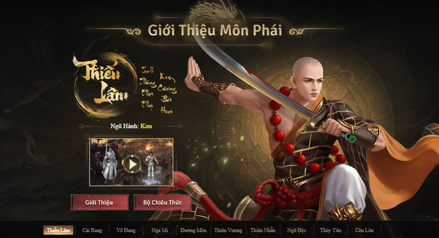 Giới thiệu chi tiết môn phái Thiếu Lâm hệ Kim trong VLTK 2.0