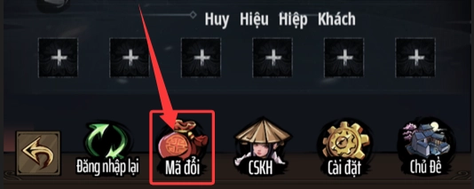 chọn vào mục Mã đổi (biểu tượng túi tiền màu đỏ)