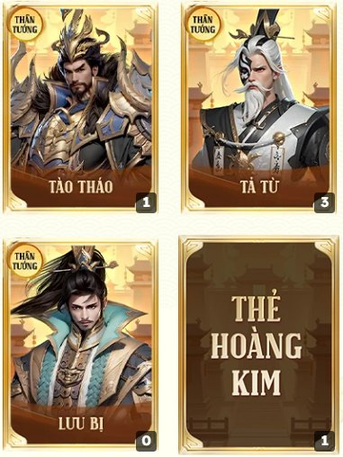 Hình ảnh một số nhân vật tiêu biểu trong game Hoàn Mỹ Tam Quốc