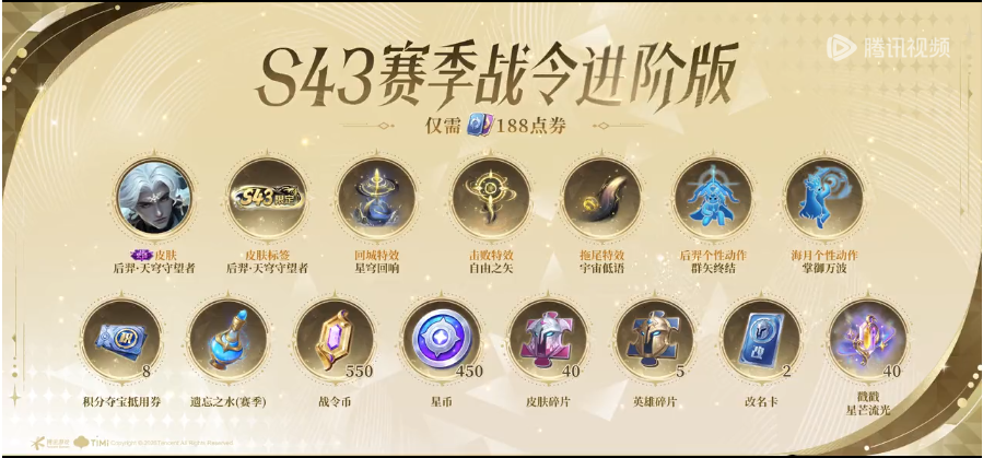 Phần thưởng Sổ Sứ Mệnh S43 Vương Giả Vinh Diệu - Battle Pass Honor of Kings mới nhất