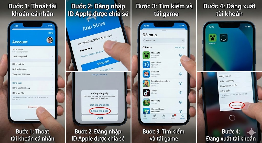 Hướng dẫn cách tải Minecraft iOS bằng ID dùng chung, ID Apple Minecraft miễn phí
