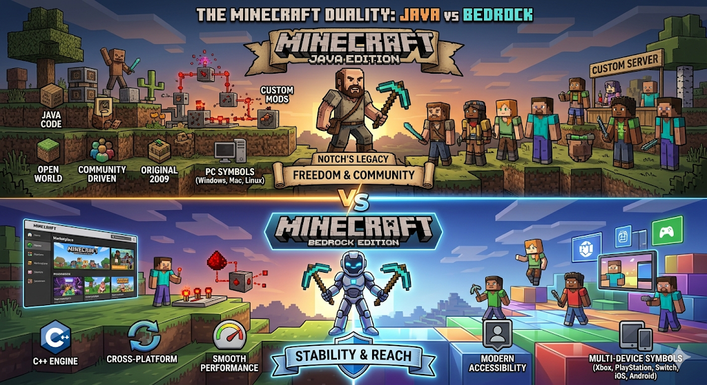 Sự khác biệt giữa Java Edition và Bedrock Edition