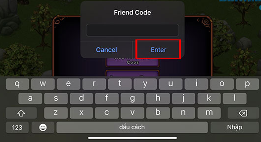 Nhập mã code My Singing Monsters của bạn bè vào và nhấn Enter