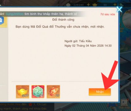 Chọn vào mục Nhận để nhận tất cả các phần thưởng giá trị
