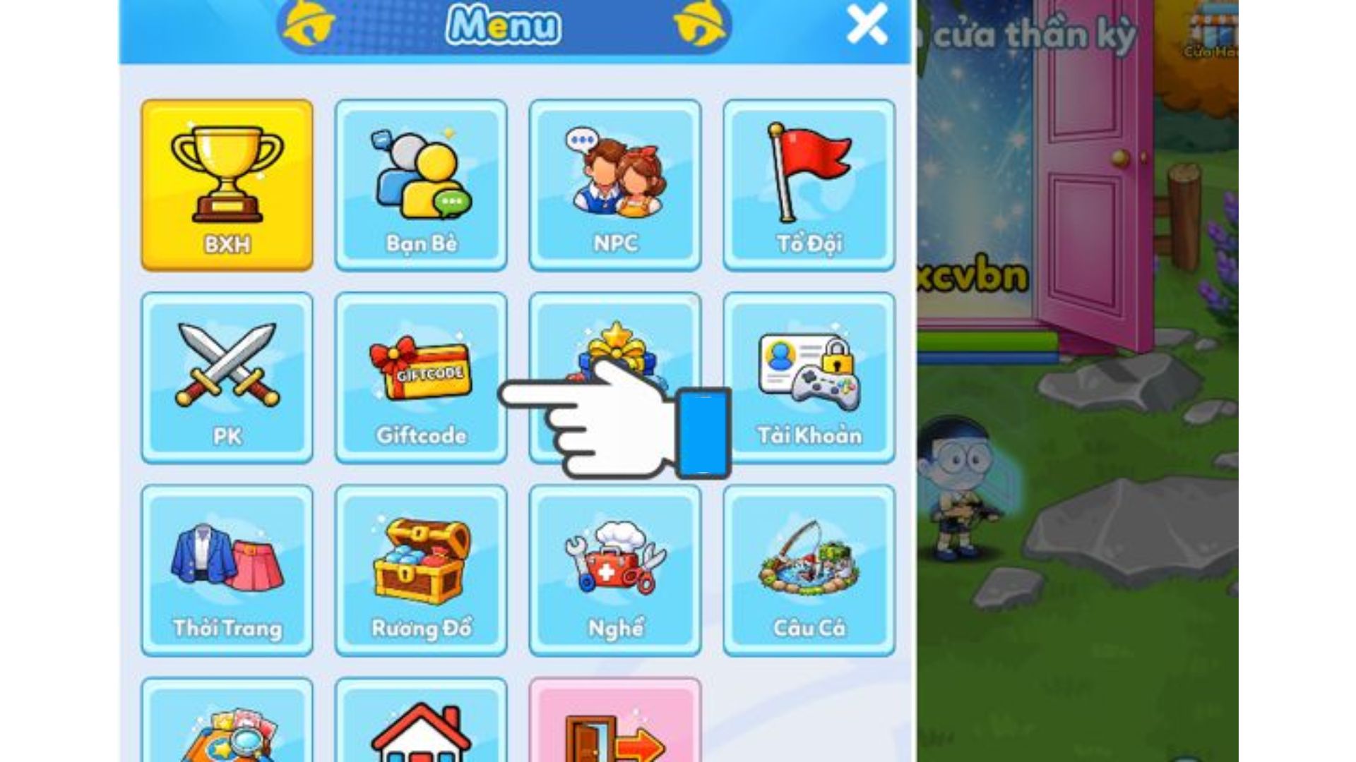 Hãy tìm và chọn vào mục Giftcode ở giữa màn hình