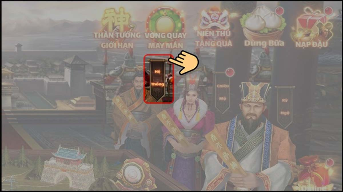 Tìm và nhấn vào biểu tượng Hệ Thống