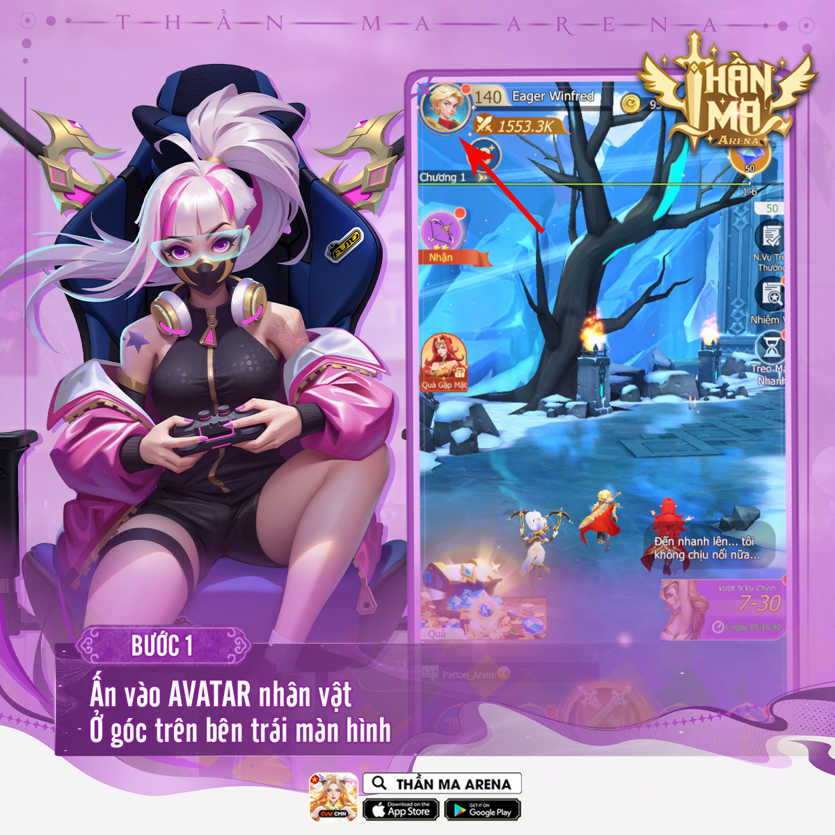 Nhấn vào biểu tượng Avatar