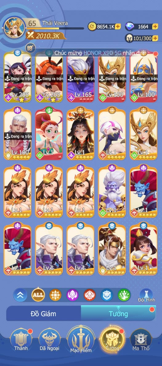 Hình ảnh giao diện trong game Thần Ma Arena
