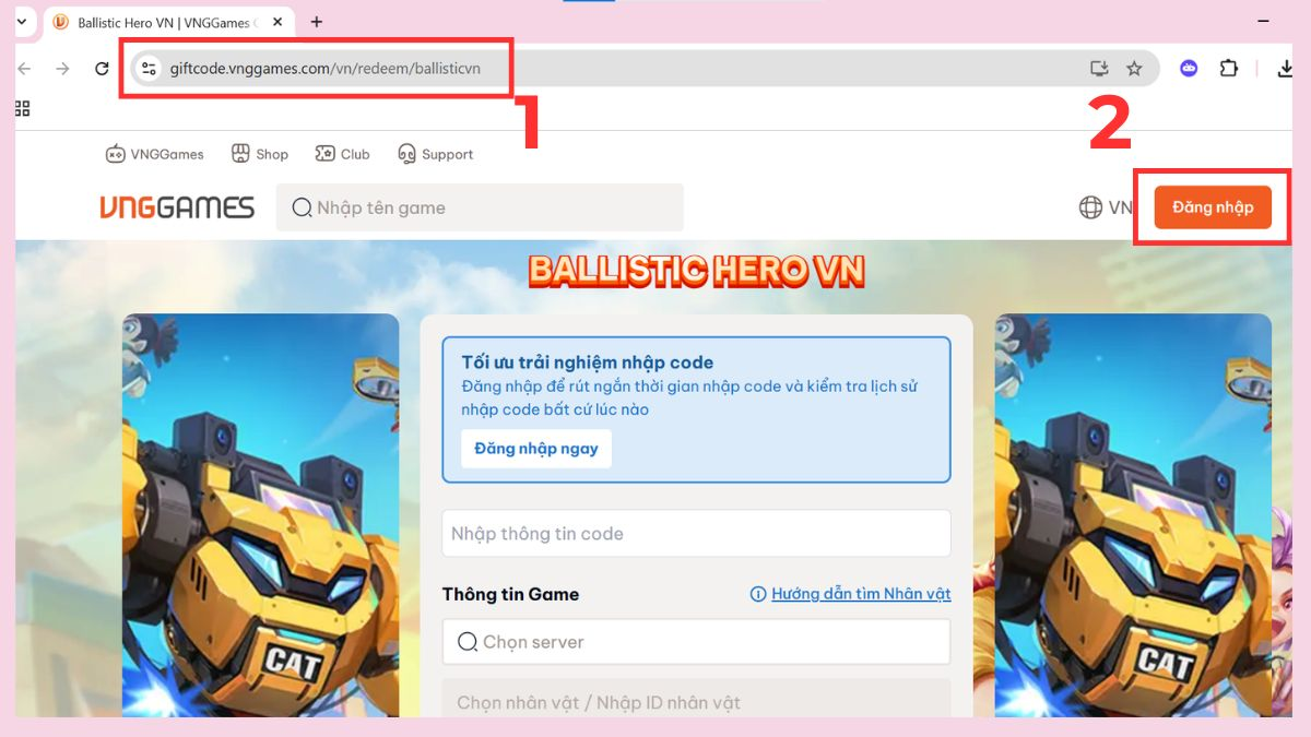 Truy cập cổng đổi quà chính thức của VNGGames