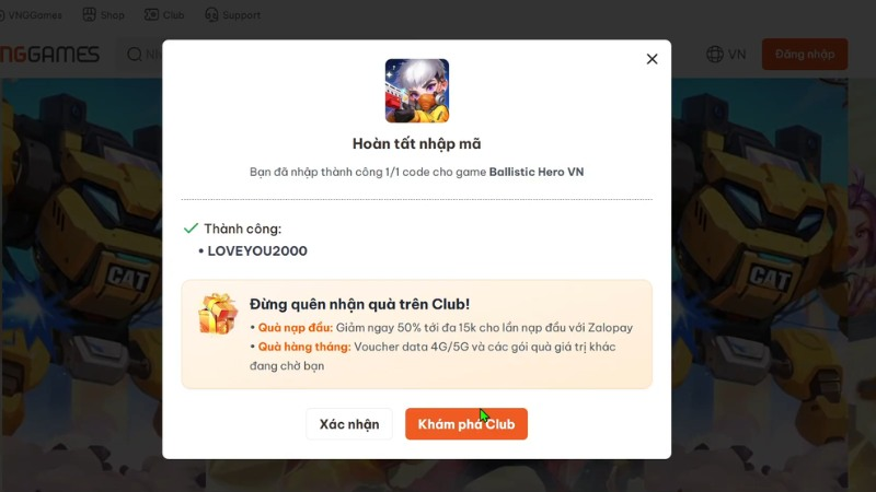 Màn hình sẽ hiện thông báo Hoàn tất nhập mã