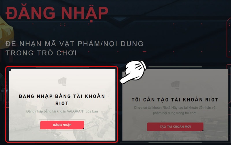 Chọn mục “đăng nhập bằng tài khoản Riot”