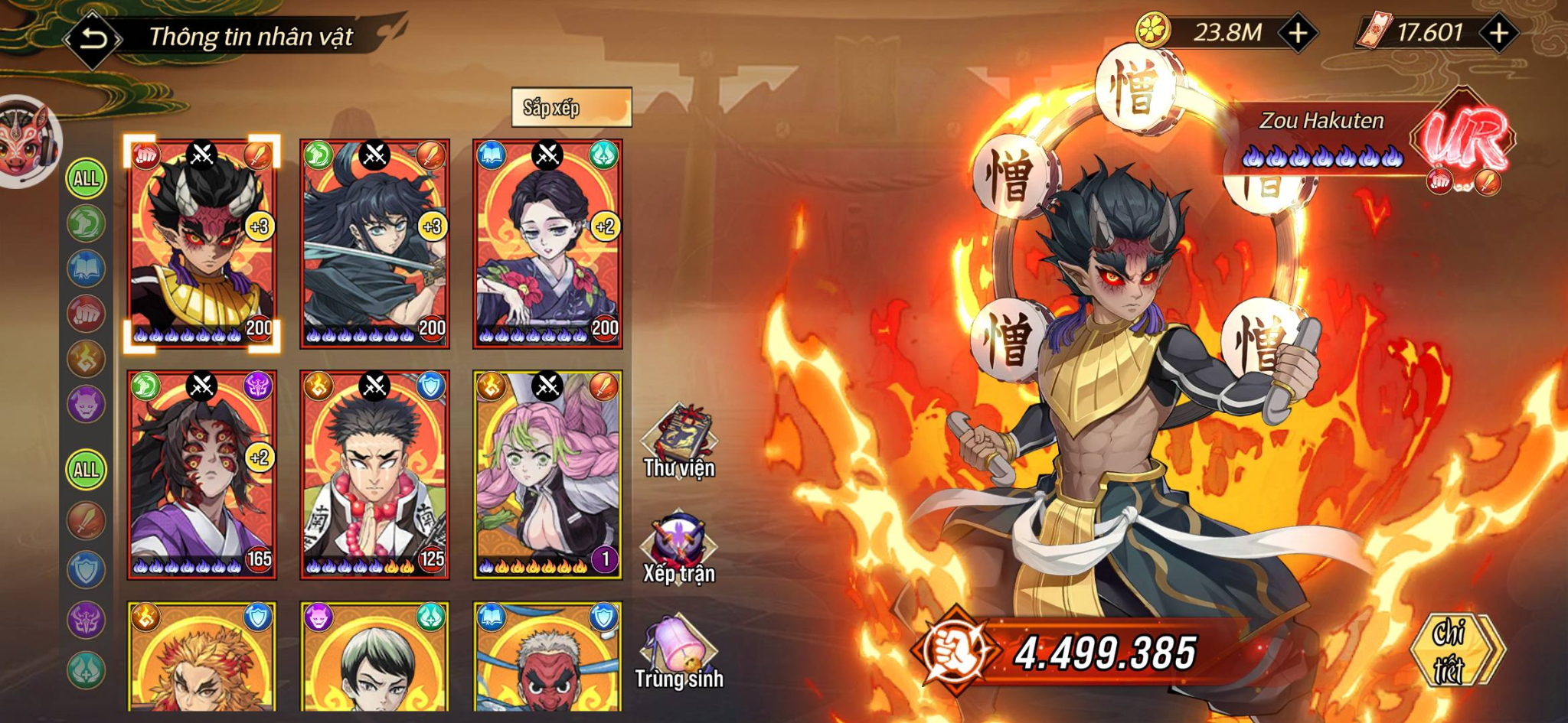 Hình ảnh giao diện tướng trong game Dấu Ấn Diệt Quỷ