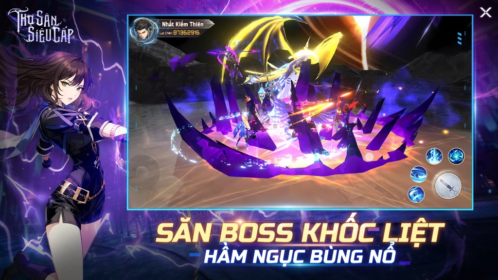 Hình ảnh quảng cáo săn boss khốc liệt trong tựa game Thợ Săn Siêu Cấp