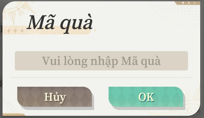 Nhập mã code Đạo Mộng Anh Hùng 2: Ảo Mộng vào ô trống và nhấn OK