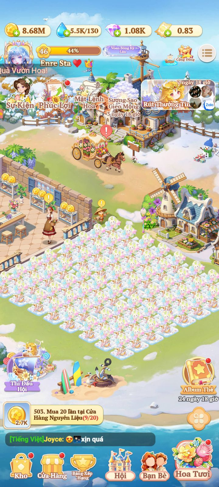 Hình ảnh giao diện trong tựa game Vườn Hoa Hạnh Phúc