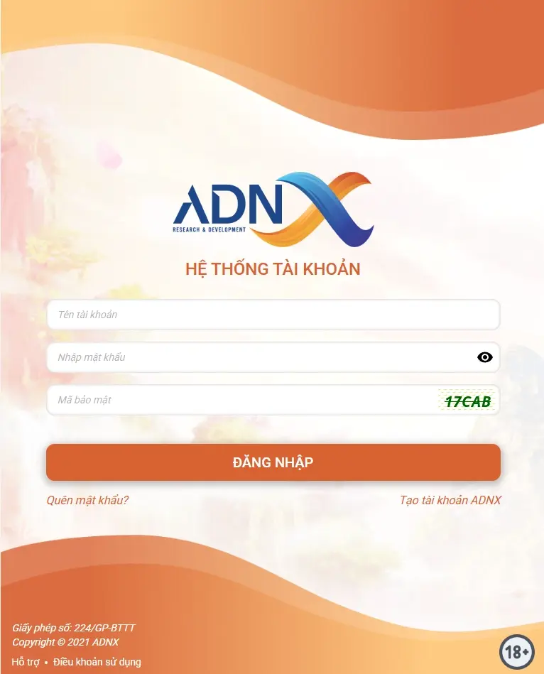 Truy cập vào trang quản lý tài khoản chính thức: https://id.adnx.vn/member/giftcode