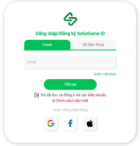 Đăng nhập bằng tài khoản game bạn đang chơi