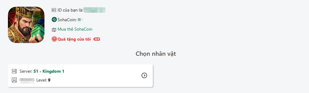 Hãy chọn đúng nhân vật và máy chủ của bạn