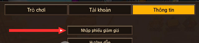 Chọn vào mục Nhập phiếu giảm giá