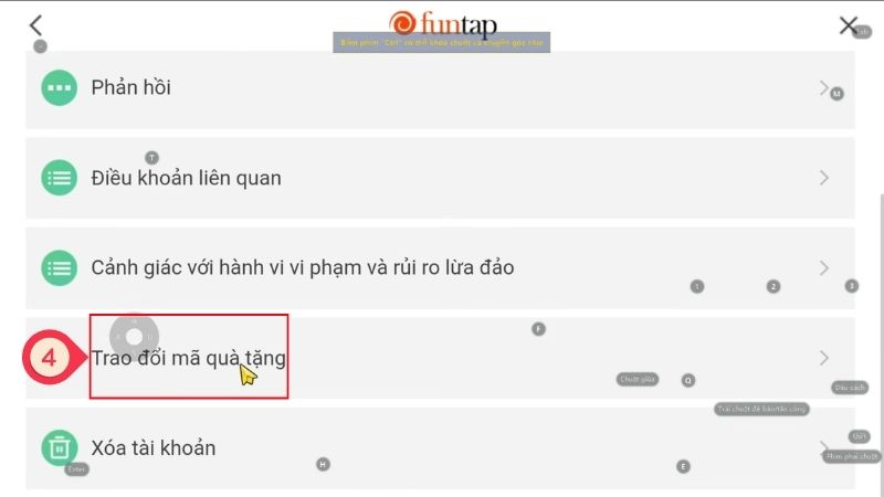 Nhấn vào nút Trao đổi mã quà tặng