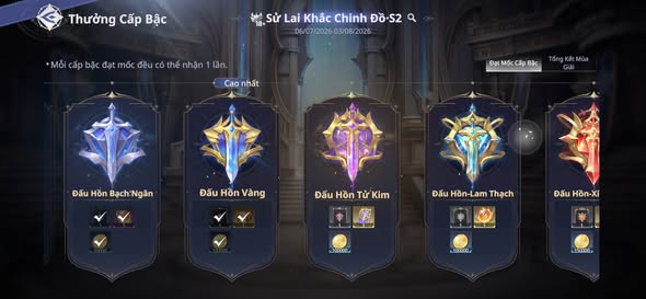 Hình ảnh thưởng các cấp bậc trong game Đấu La Đại Lục: Thế Giới Săn Hồn